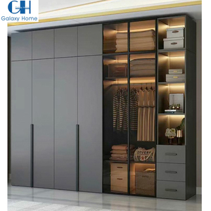 Armoire autoportante en bois moderne tendance, nouvelle, pour salon, chambre à coucher, dressing, meubles de luxe gris, armoires portables hautes - Product Image 1