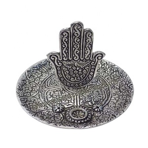 Buddhist Tibetan Metal <b>Incense</b> Burner with Engraved Hamsa Hand Standing Plate Durable Eco-Friendly for <b>Cone</b> <b>Incense</b> Stick Holder - Product Image 1