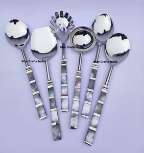 Juego de Servidores de Ensalada Profesionales Forjados Ecológicos con Mango Martillado Estilo Americano Aptos para Lavavajillas Personalizables para Restaurantes y Hogares - Product Image 5