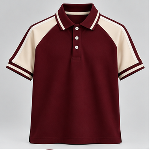 Camiseta de Manga Corta para Hombre, Cuello con Botones en Color de Contraste, Tejido de Punto Transpirable, Logotipo Frontal, Estilo Casual - Product Image 1
