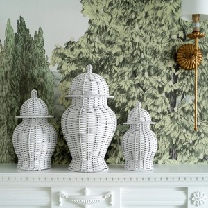 Vases en rotin rustique, style urne, pour décoration intérieure, tressés, bohèmes, vintage, pour fleurs, fabriqués au Vietnam - Product Image 5