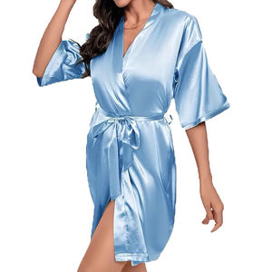 Robe de chambre sexy en satin de soie brillant, tenue de détente, nuisette, vêtement de nuit, peignoir, robe de chambre, robe avec une qualité économique - Product Image 1