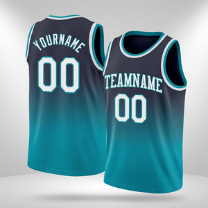 Ensemble de maillots de basket personnalisés, maillot sans manches noir et bleu, coupe athlétique, maillot de basket respirant en mesh. - Product Image 2