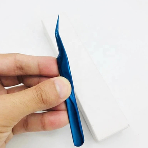 Pince à épiler professionnelle en acier inoxydable à plasma bleu 45 degrés avec étiquette privée, pince isolée, logo personnalisé - Product Image 5