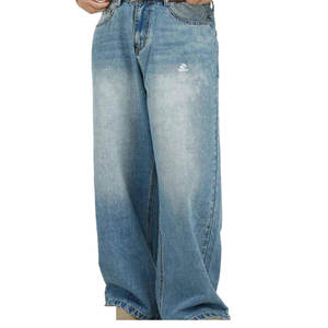 Jean droit en denim de coton délavé style vintage Hip Hop Streetwear pour homme, 100% coton, coupe skate noire - Product Image 5