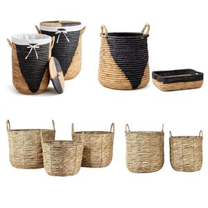 LOOP TONE Large <b>Wicker</b> Laundry <b>Basket</b> Water Hyacinth Cotton <b>Basket</b> Living Room Décor Bathroom Hamper Storage - Product Image 2