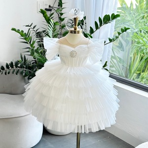 Vestido de Princesa de Tul Largo con Capas para Niñas, con Mangas con Volantes y Detalles Brillantes, Elegante para Fiestas, Venta al Por Mayor OEM - Product Image 5