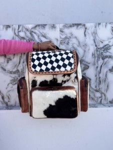 Nueva Mochila de Cuero Hecha a Mano con Pelo de Vaca, Mochila Elegante con Diseño a Cuadros, Bolsos Escolares Unisex, Bolso de Diseño Único - Product Image 3