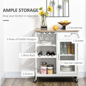 Carrello da Cucina Moderno Effetto Bambù con Ruote e Ripiano a Doghe Regolabile - Product Image 4