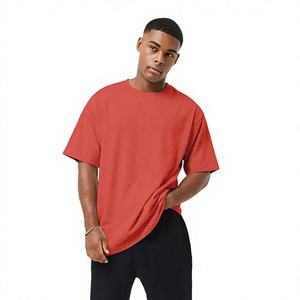 T-shirts pour hommes en gros, couleur rouge unie, col rond, tissu léger et respirant, manches courtes, pour l'été - Product Image 4