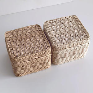 Cajas de mimbre con tapa de ratán de tejido abierto, precio de fábrica, cesta de almacenamiento premium, cestas cuadradas con tapa - Product Image 6