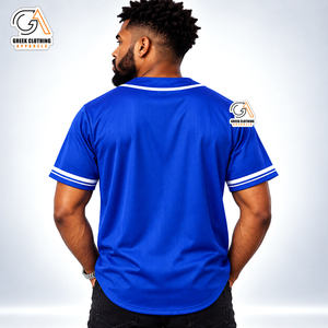 Maillot de baseball pour homme Phi Beta Sigma blanc et bleu, en twill et maille, motif 3D, coupe classique, manches courtes, séchage rapide, respirant, 100% coton - Product Image 2