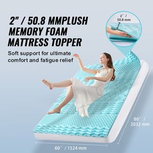 Surmatelas en mousse à mémoire de forme souple de 2 pouces d'épaisseur, taille Queen, avec coussin rafraîchissant à infusion de gel à libération rapide, emballage compressé - Product Image 2