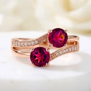 Bague de fiançailles vintage en argent sterling 925 plaqué or rose avec rubis rouge naturel, vente en gros de bagues fines pour femmes - Product Image 3