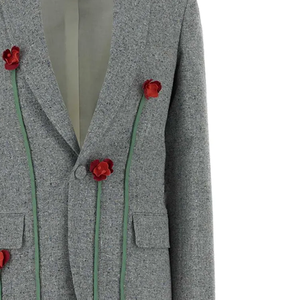 Wholesale Women's Grey Blazer Elegant Irregular Formal Sorority Jacket Casual <b>Suit</b> <b>Button</b> Design OEM Custom Logo Manufacture - Product Image 3