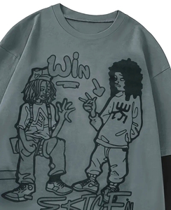 เสื้อยืดโอเวอร์ไซส์ลายกราฟิกสำหรับผู้ชาย แขนยาว สไตล์สตรีทแวร์ พิมพ์ลายการ์ตูน ผ้าฝ้ายลำลอง สไตล์คนเมือง - Product Image 6