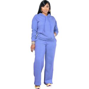 Conjunto de Pantalones y Sudadera sin Mangas para Mujer, Dos Piezas, Color Liso, 100% Algodón, Felpa, Secado Rápido, Invierno - Product Image 2