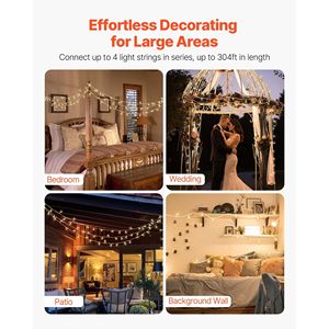 Luci LED natale filo 200 76 ft collegabile caldo bianco fata illuminazione Timer automatico 8 modalità Plug-in decorazione impermeabile - Product Image 3