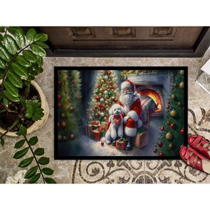 ใหม่ Bichon frise Santa caus พรมเช็ดเท้ากันลื่น18H x 27W สำหรับในร่มและกลางแจ้งสำหรับทางเข้าหรือประตูหน้า - Product Image 3