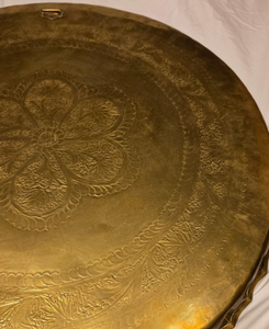 Stylish Brass Metal Moroccan <b>Round</b> <b>Tray</b> Handcrafted Dining <b>Tray</b> For Traditional Serving And Elegant Interior Decoration Ideas - Product Image 2