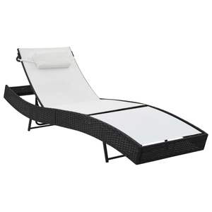 Chaise longue extra longue avec structure en acier noir et polyrotin avec Textilene - Pour la détente en plein air - Product Image 1