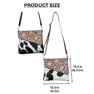 Bolso Bandolera de Cuero Vacuno Occidental Hecho a Mano con Solapa de Cuero Grabado Floral, Nuevo Bolso Mensajero de Cuero Genuino para Mujer - Product Image 2