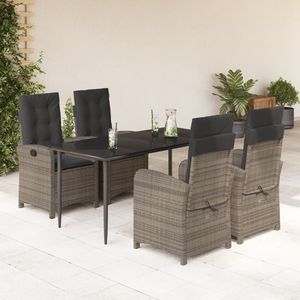 <b>Grey</b> Rattan Garden Dining Set 4 Seater Metal <b>Frame</b> Weather Resistant Outdoor Furniture Contemporary Design - Product Image 1