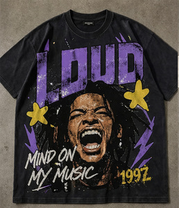 T-shirt graphique surdimensionné personnalisé pour homme, 100 % coton, coupe ample, impression sérigraphique, streetwear - Product Image 2