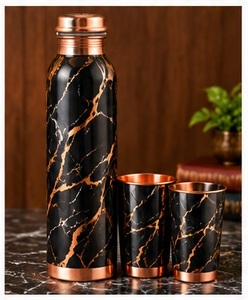 Juego de Botella de Agua de Cobre Tradicional con 2 Tazas, Patrón Grabado Bohemio, Ecológico, para Bebidas en Casa - Product Image 4
