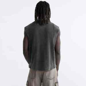 Débardeur Homme Style Urbain Hip Hop Effet Délavé Sans Manches Coton Doux Polyester Impression Graphique Personnalisée Tenue de Sport Coupe ODM - Product Image 3