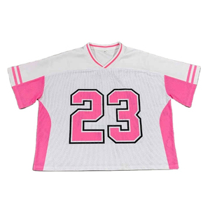 T-shirt de sport unisexe personnalisé en jersey léger, col en V, coupe carrée, court, oversize, imprimé par transfert thermique, en maille, chez Nurak 2026 - Product Image 5