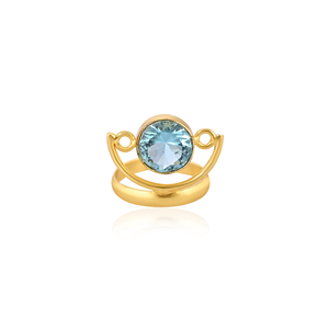 <b>Blue</b> Topaz Gemstone <b>Ring</b> for Women Gold Plated Adjustable Trendy Fashion Jewelry - Product Image 1
