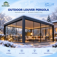 Pergola électrique moderne résistante aux intempéries avec écran roulant extérieur pour villa périurbaine, jardin, pelouse, terrasse de relaxation