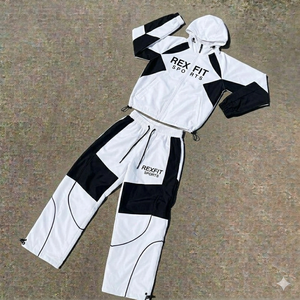 Conjunto Deportivo Reflectante Personalizado 2025 para Hombre, Chaqueta Cortavientos y Pantalones, Venta al Por Mayor OEM, Traje Cortavientos Blanco y Negro para Hombre - Product Image 1