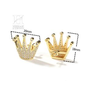 Pendientes de Corona de Diamantes de Lujo Totalmente Pavimentados, Oro de 14K, Estilo Tiara de Rey y Reina, Joyería Hip Hop para Hombre y Mujer - Product Image 4