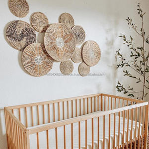 Cesta de pared decorativa de hierba marina natural tejida a mano, ecológica, estilo boho vintage, colgante de mimbre, platos de pared de ratán y bambú hechos a mano - Product Image 3
