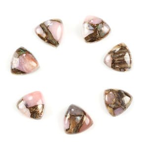 Premium Natural Pink Opal Copper <b>Abalone</b> <b>Shell</b> 10mm Trillion Flat Back Calibrated Cabochon Loose Gemstone Jewelry Making Supply - Product Image 1