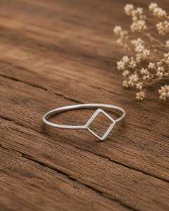 Anillo Abierto Cuadrado Geométrico de Plata de Ley 925, Anillo Minimalista Apilable, Moderno y Ajustable, Chapado en Oro, Joyería para Mujer, Regalo - Product Image 2