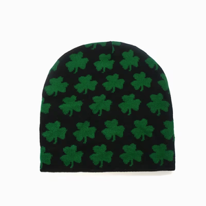 Bonnet tricoté personnalisé avec logo, motif trèfle, doux et extensible, style irlandais, couvre-chef d'hiver - Product Image 6