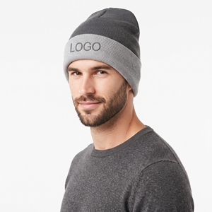 Bonnet personnalisé bicolore chaud unisexe, épais, double couche, tricoté, pour l'hiver, doux, à blocs de couleur, pour temps froid - Product Image 4