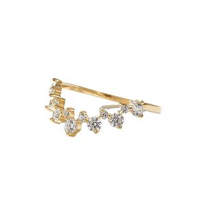 Diamante real recién llegado banda de boda curvada de alta calidad banda curva de diamante redondo alternante banda de oro amarillo apilable pavé - Product Image 1