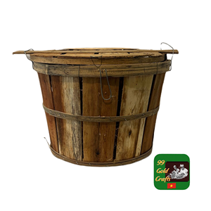 HOT SALE: OEM Size Crab <b>Basket</b> Round Wood Crate with Lid Crab Bushel <b>Basket</b> Wood <b>Chip</b> Bucket Chest - Vietnam Acacia Wood - Product Image 2