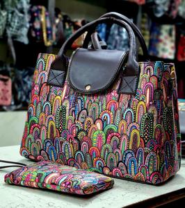 Multi-Color Abstract Arches Handbag Set with <b>Top</b> Handles - Product Image 2