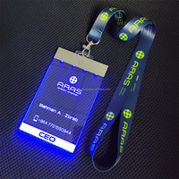 Porte-badge d'identification personnalisé pour employé, avec LED de luxe de 3 mm d'épaisseur, alimenté par batterie, gravure, impression numérique, film UV