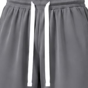 Shorts de basketball gris et blancs pour hommes, logo personnalisé, entraînement athlétique, sport, maille respirante, séchage rapide, performance athlétique - Product Image 5