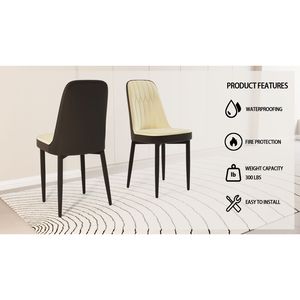 Set di 2 Sedie da Pranzo in Stile Moderno, Alta Qualità in Pelle PU e Tessuto con Cuscini Spessi e Morbidi, Gambe in Metallo Nero - Product Image 6
