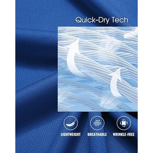 เสื้อยืดกอล์ฟแขนสั้นผู้ชาย แห้งเร็ว ระบายเหงื่อ ออกกำลังกาย ผ้าโพลีเอสเตอร์ 100% กันยับ ดีไซน์กระดุม - Product Image 5