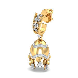 Pendientes de lujo en forma de campana de oro amarillo con diamante talla pera para mujer, joyería de boda - Product Image 2