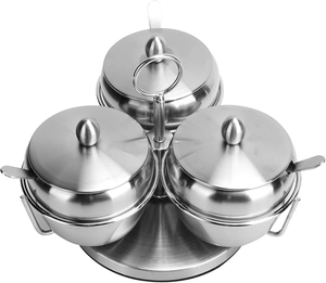 Pots à sucre en acier inoxydable, design moderne, 3 pièces avec plateau, fabrication sur mesure, fournisseur en gros - Product Image 5
