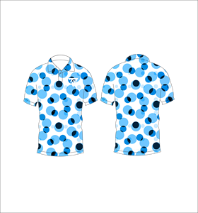 Camiseta Polo Sublimada Personalizada con Patrón de Círculos Azules, Transpirable, Deportiva, para Golf, para Hombre - Product Image 3